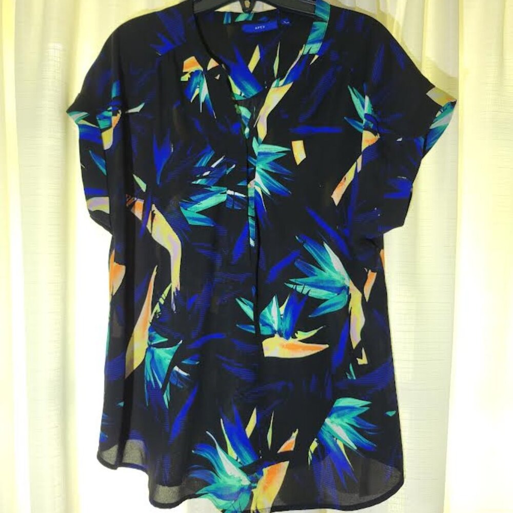 Apt.9, Blouse, L, Black and Floral